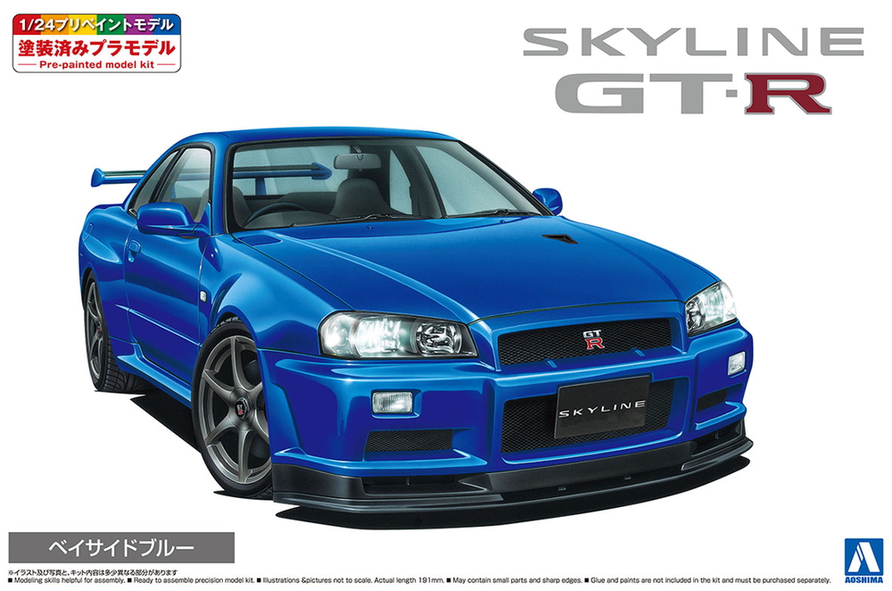 人気商品1／24_日産R34スカイラインGT-Rゴールド_アオシマ 日産